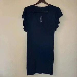 Express black ribbed ruffle short sleeve sweater dress Size Small NWT